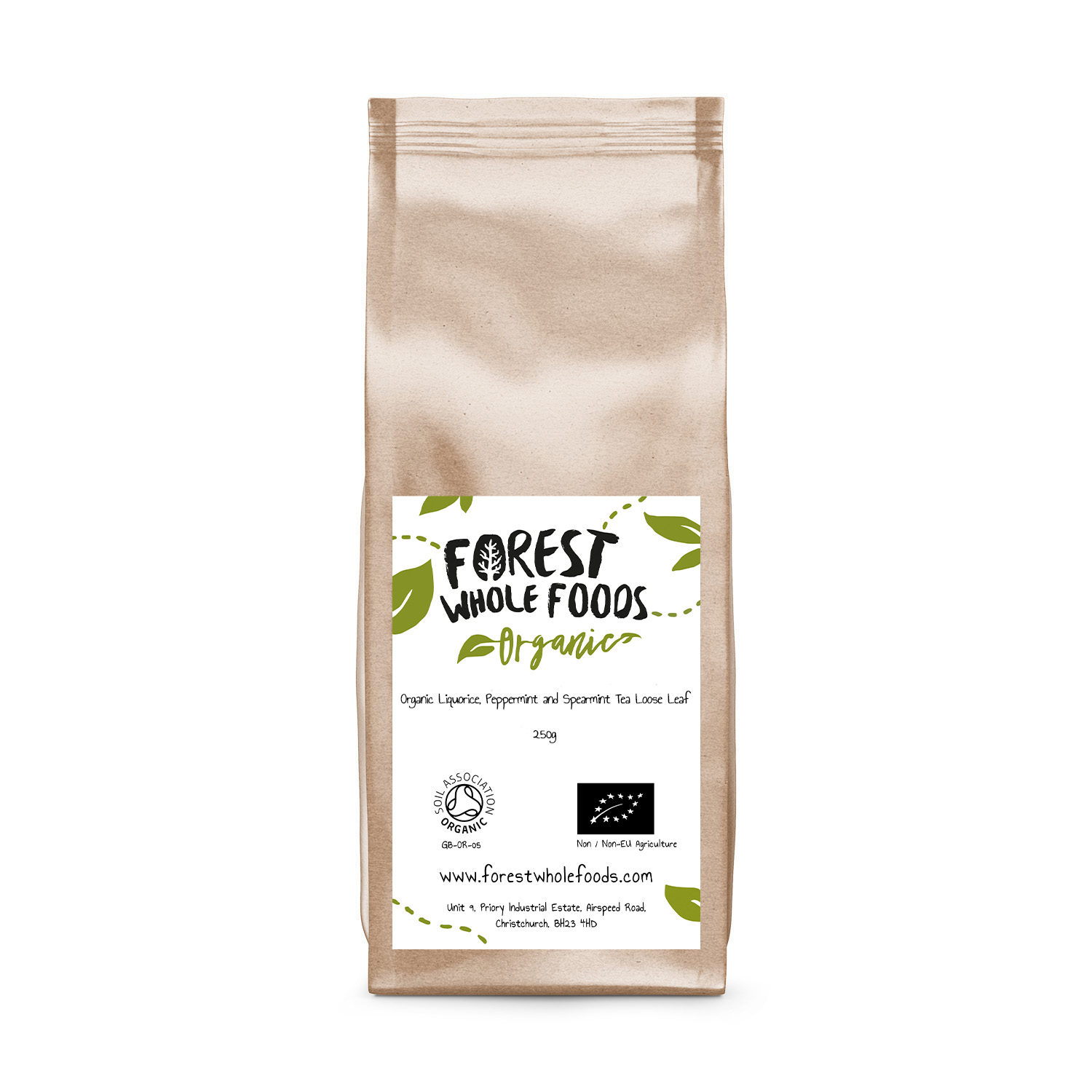 Organic Liquorice, Peppermint and Spearmint Tea Loose Leaf 250g, liquorice and peppermint tea, liquorice and mint tea
