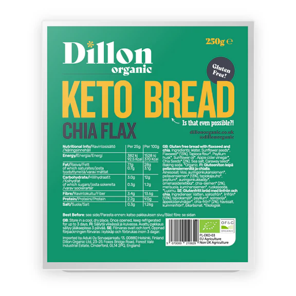 Dillion Organic Chia Flax Keto Bread 250g
