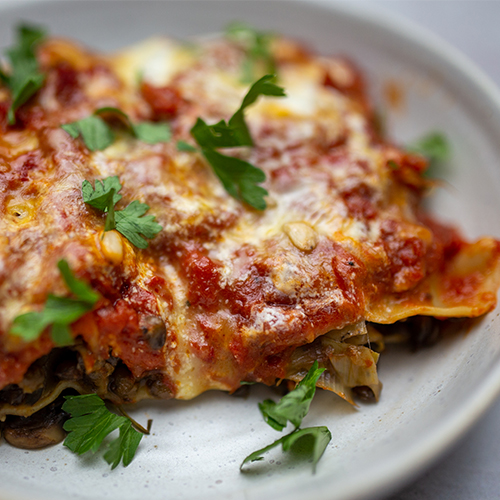 LEEK and ROASTED MUSHROOM LASAGNE