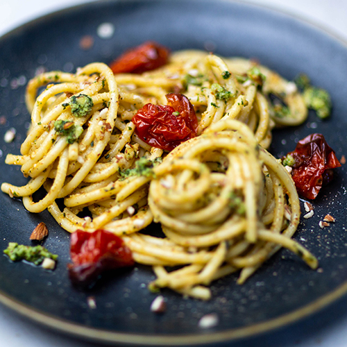 ALMOND PESTO WITH ROASTED TOMATO