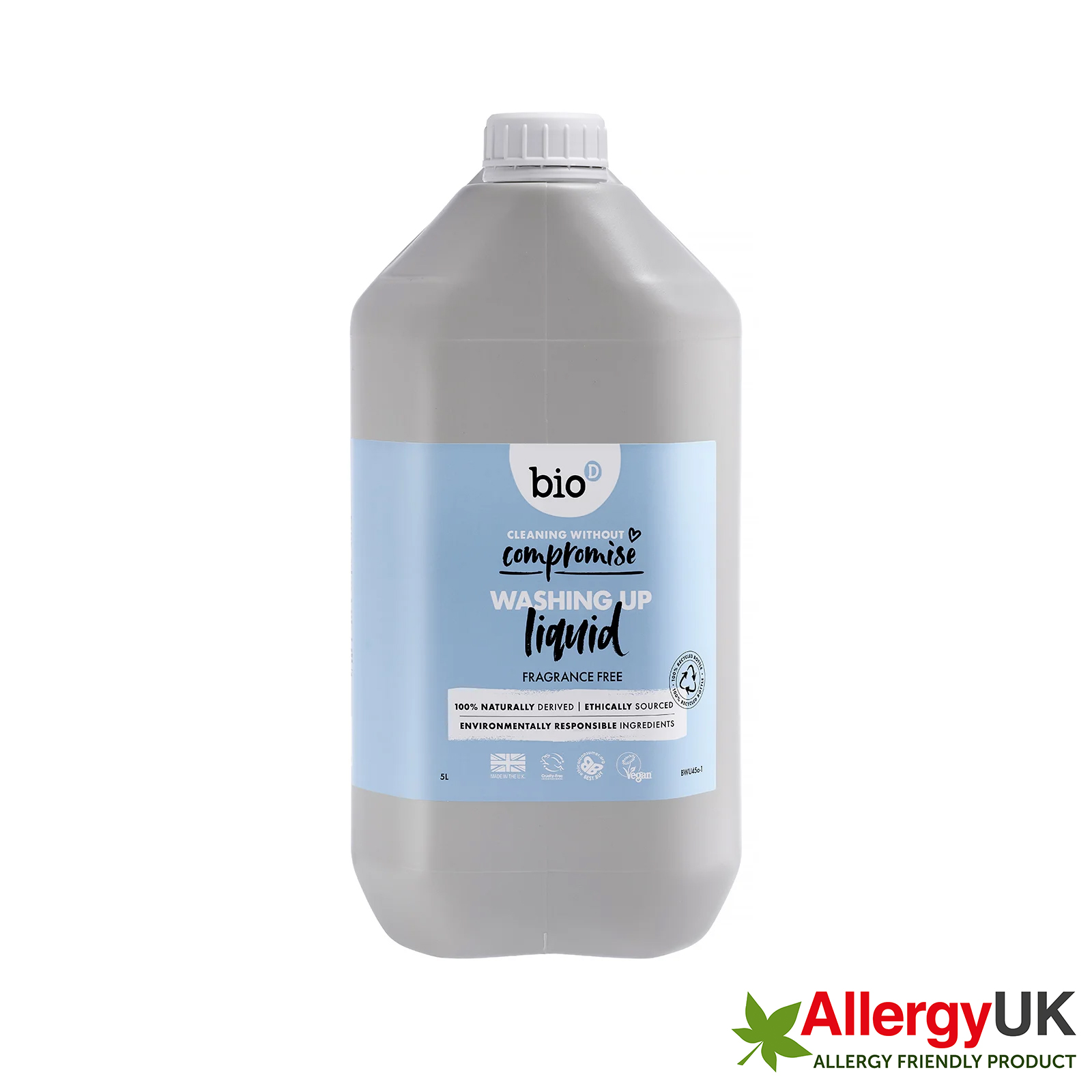 Bio-D Washing Up Liquid Fragrance Free 5L