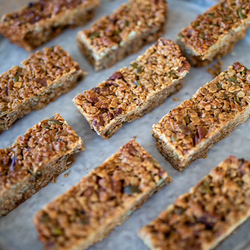 PEANUT BUTTER and PECAN FLAPJACKS