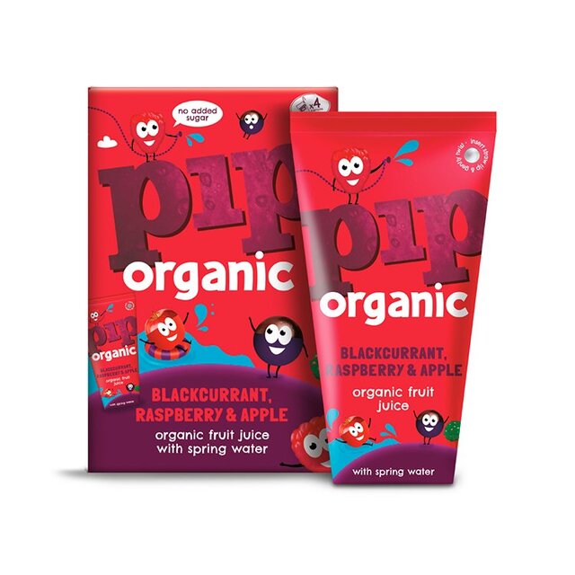 Pip Organic Blackcurrant, Raspberry & Apple Fruit Juice With Spring Water 180ml